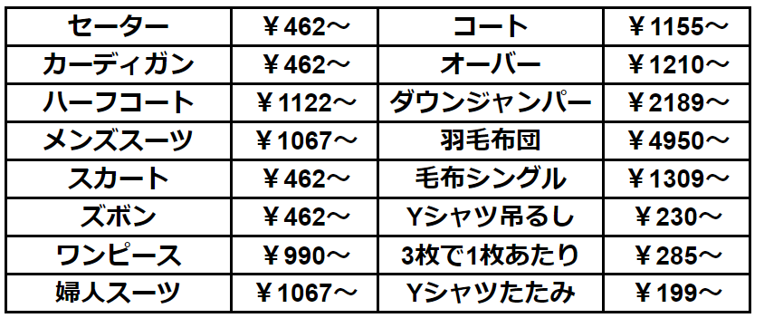 座間料金表